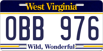WV license plate OBB976
