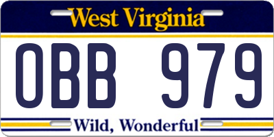 WV license plate OBB979