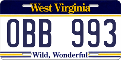WV license plate OBB993
