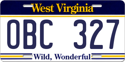 WV license plate OBC327