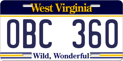 WV license plate OBC360