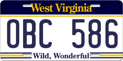 WV license plate OBC586