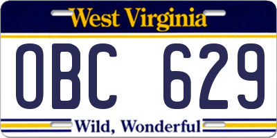 WV license plate OBC629
