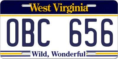 WV license plate OBC656