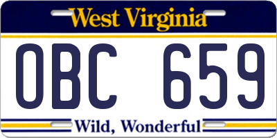 WV license plate OBC659