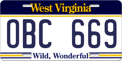 WV license plate OBC669