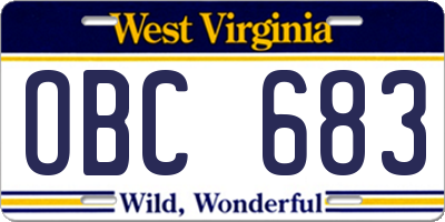 WV license plate OBC683