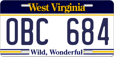 WV license plate OBC684