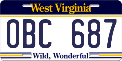 WV license plate OBC687