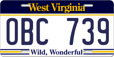 WV license plate OBC739