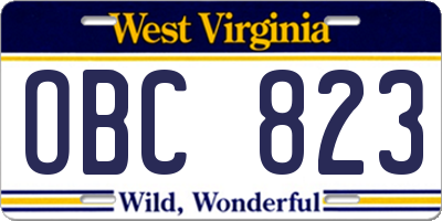 WV license plate OBC823
