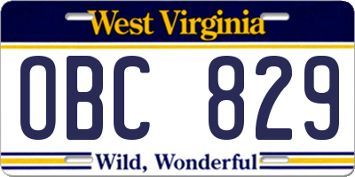 WV license plate OBC829
