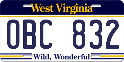 WV license plate OBC832