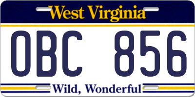 WV license plate OBC856