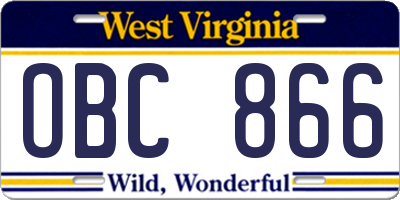 WV license plate OBC866
