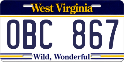WV license plate OBC867