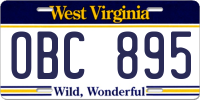 WV license plate OBC895