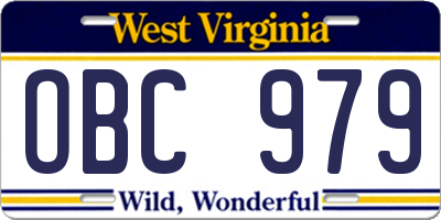 WV license plate OBC979