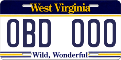 WV license plate OBD000