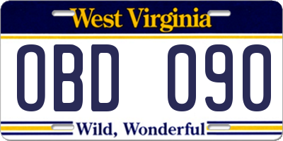 WV license plate OBD090