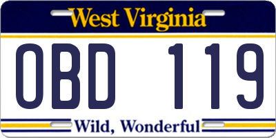 WV license plate OBD119
