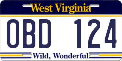 WV license plate OBD124