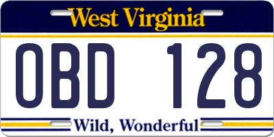 WV license plate OBD128