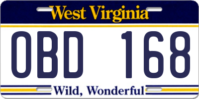 WV license plate OBD168