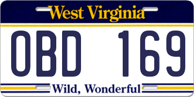 WV license plate OBD169