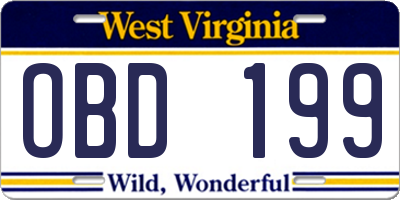 WV license plate OBD199