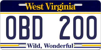 WV license plate OBD200