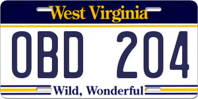 WV license plate OBD204
