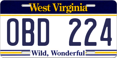 WV license plate OBD224