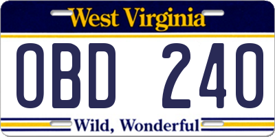 WV license plate OBD240