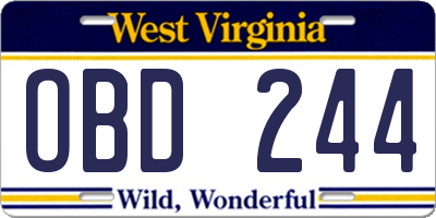 WV license plate OBD244