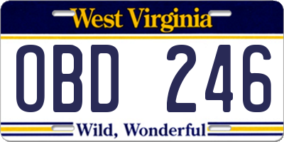 WV license plate OBD246