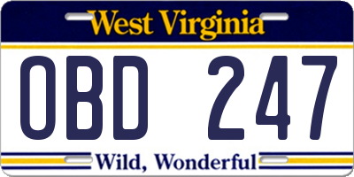 WV license plate OBD247