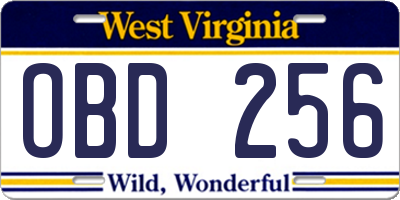 WV license plate OBD256