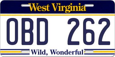 WV license plate OBD262