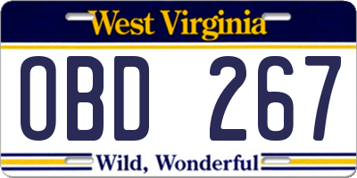 WV license plate OBD267