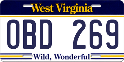 WV license plate OBD269