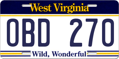 WV license plate OBD270