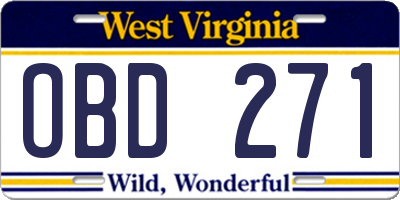 WV license plate OBD271