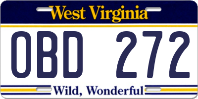 WV license plate OBD272