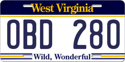 WV license plate OBD280