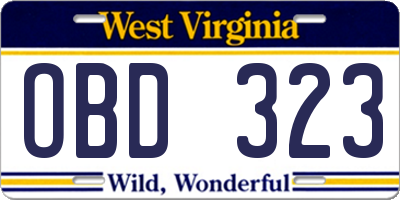 WV license plate OBD323