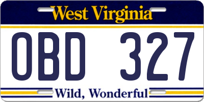 WV license plate OBD327