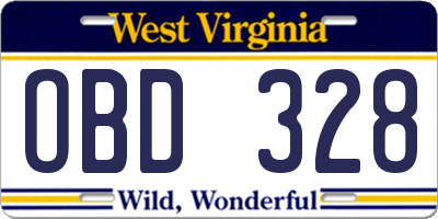WV license plate OBD328