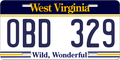 WV license plate OBD329