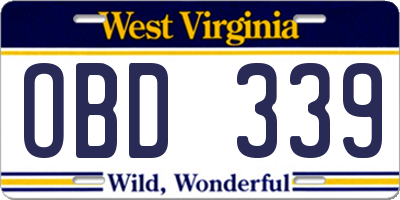 WV license plate OBD339